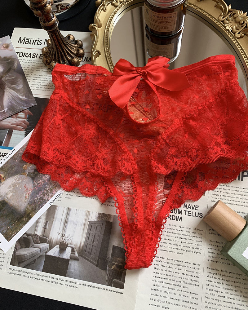 High-waisted Lace Openwork Mesh Breathable Panties