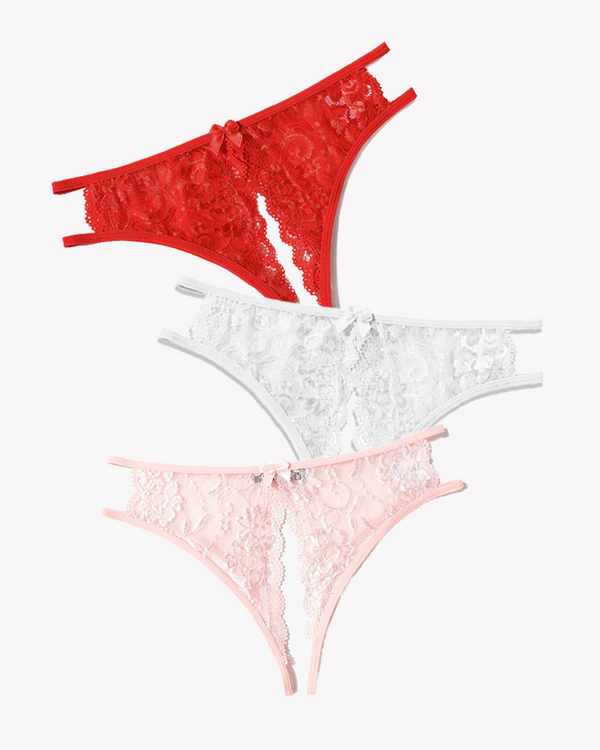 Lace Panties Floral Lace Briefs with Bow