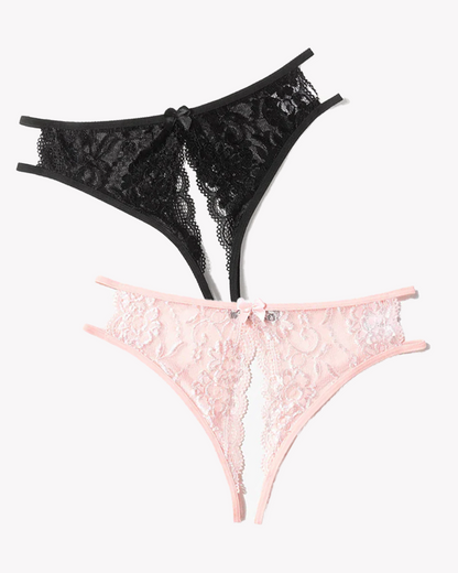 Lace Panties Floral Lace Briefs with Bow