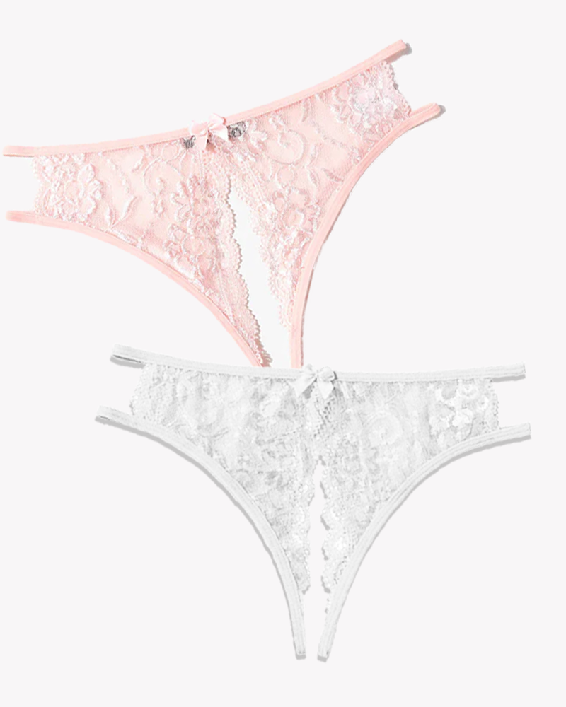 Lace Panties Floral Lace Briefs with Bow