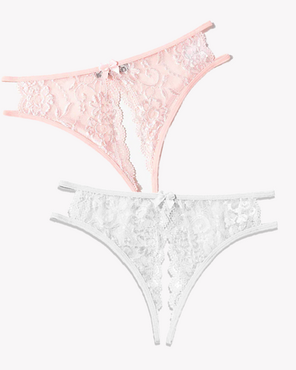 Lace Panties Floral Lace Briefs with Bow