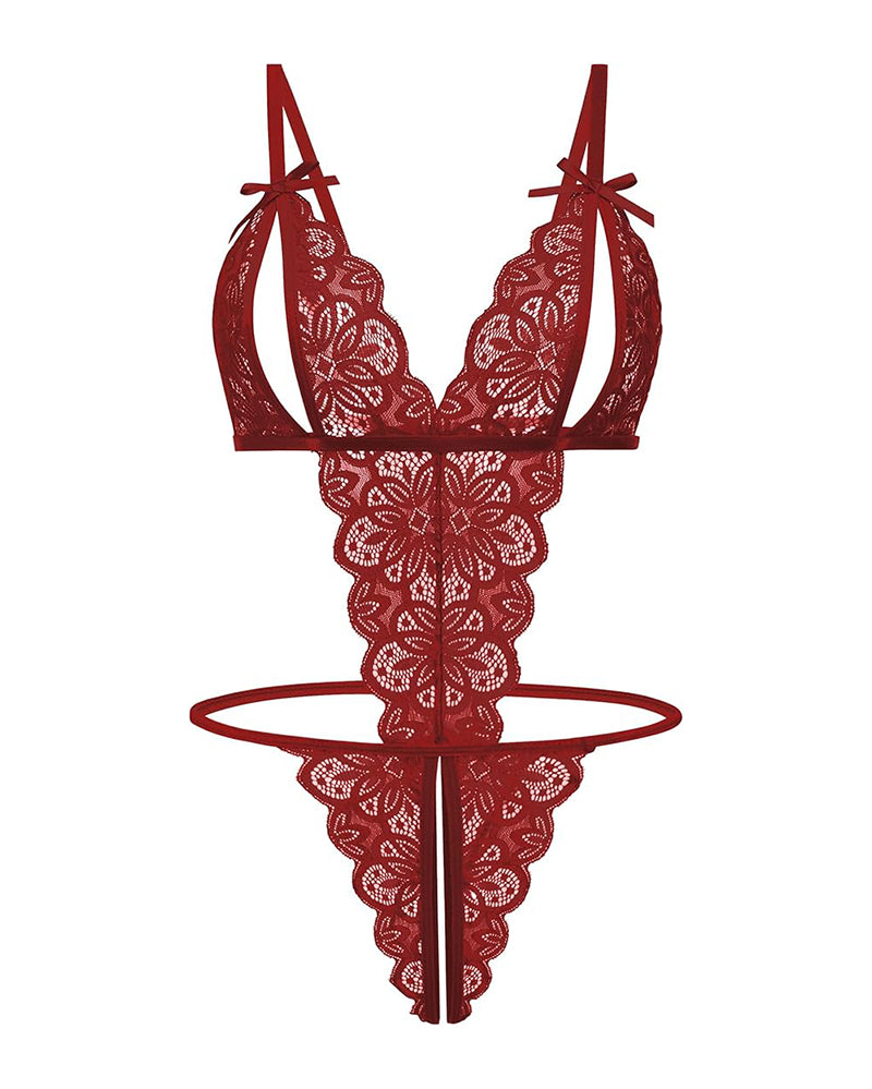 Lace Bodysuit Deep V Teddy