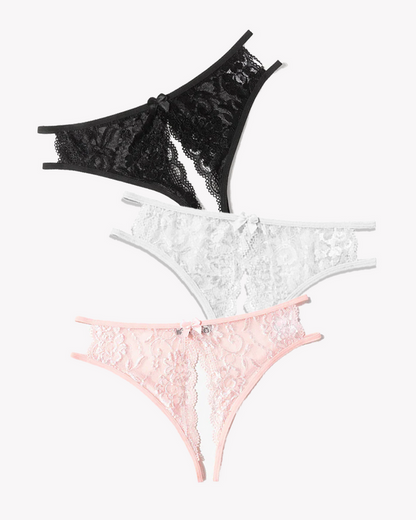 Lace Panties Floral Lace Briefs with Bow