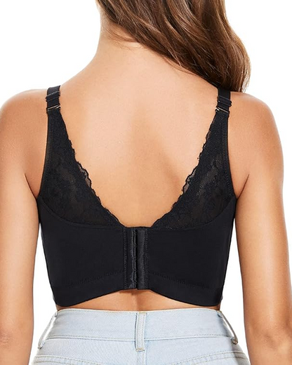 Women Lace Wide Back Underwired Longline Corset Push Up Bras