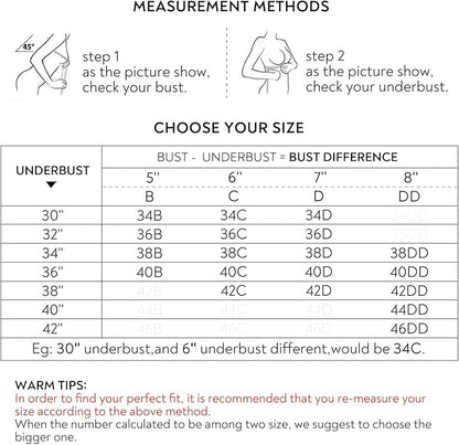 Women Lace Wide Back Underwired Longline Corset Push Up Bras