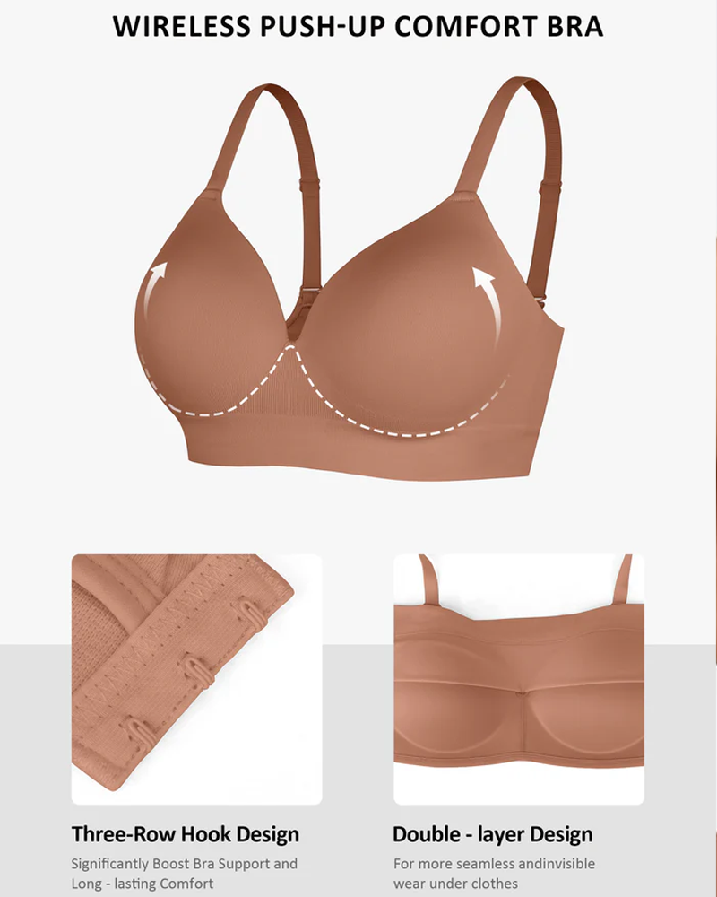 Women's Solid Color No-Wire Push-Up Seamless Comfortable Full Cup Bra