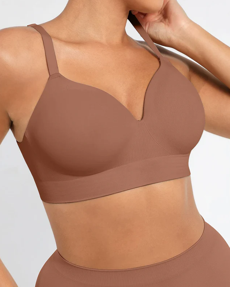 Women's Solid Color No-Wire Push-Up Seamless Comfortable Full Cup Bra