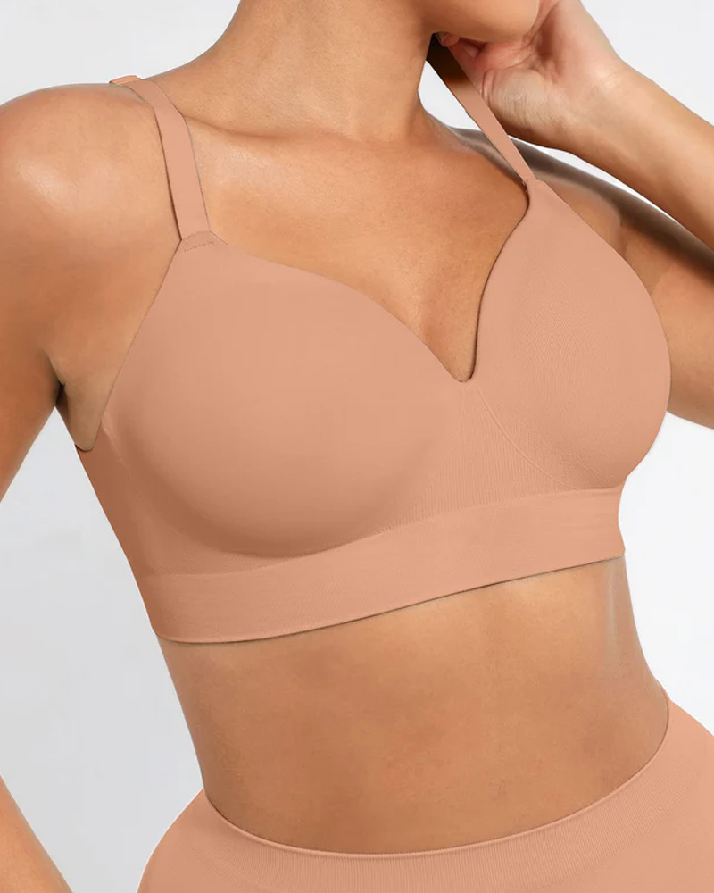 Women's Solid Color No-Wire Push-Up Seamless Comfortable Full Cup Bra