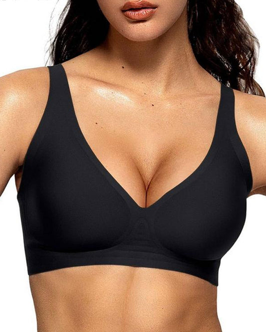 Women's Deep V Wire-free Push-up Adjustable Seamless Bra