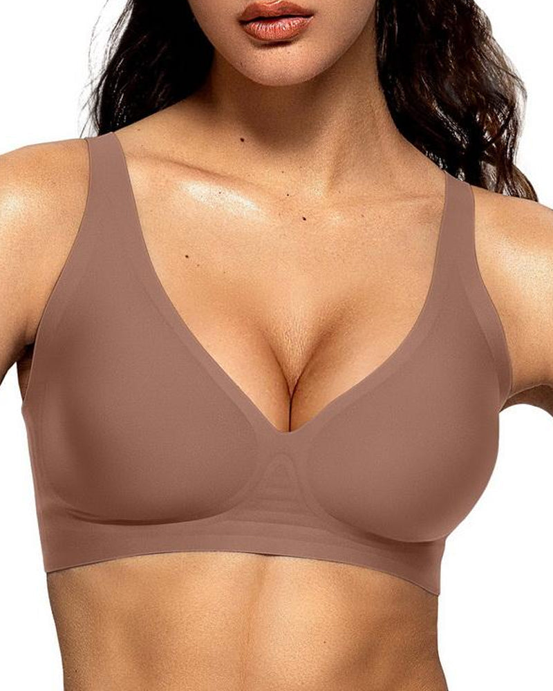 Women's Deep V Wire-free Push-up Adjustable Seamless Bra