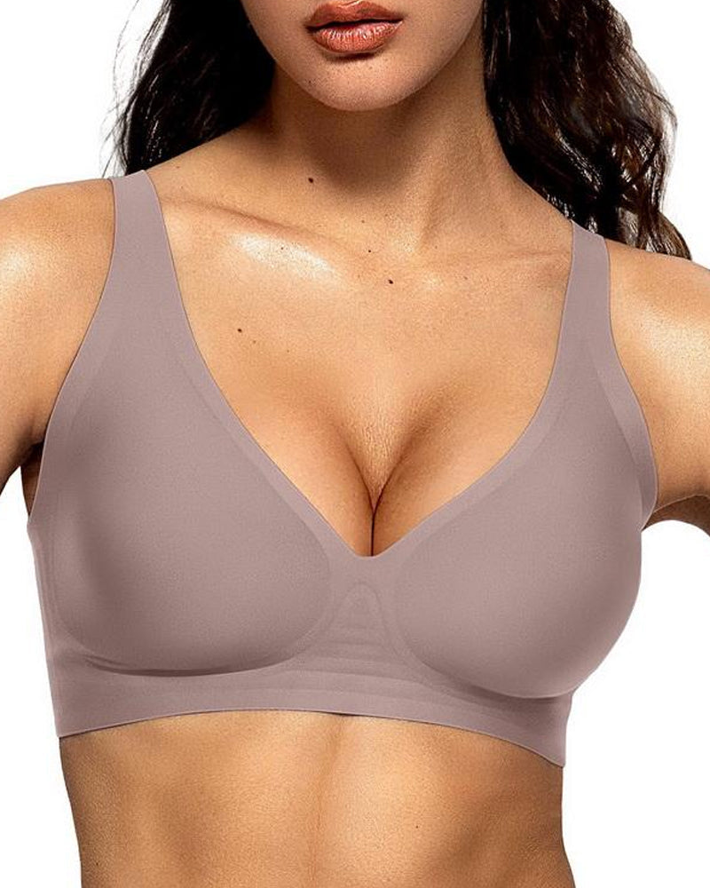 Women's Deep V Wire-free Push-up Adjustable Seamless Bra