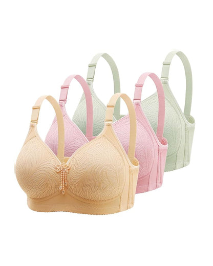 Women's Adjustable Support Straps Wirefree Comfort Push Up Jacquard Bra