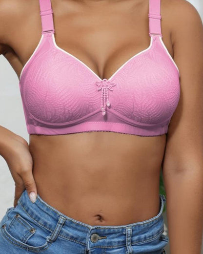 Women's Adjustable Support Straps Wirefree Comfort Push Up Jacquard Bra