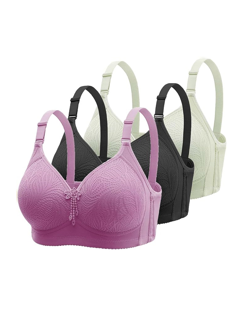Women's Adjustable Support Straps Wirefree Comfort Push Up Jacquard Bra