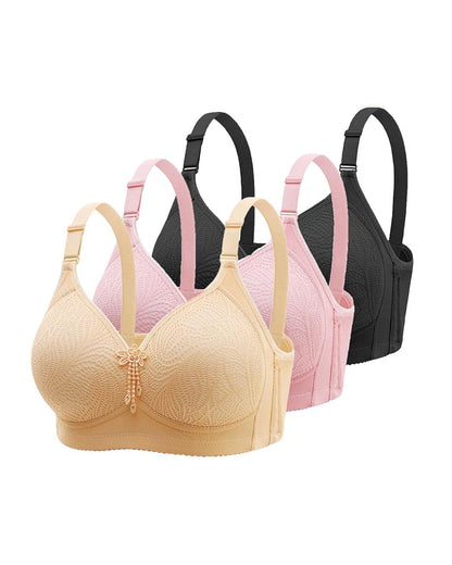 Women's Adjustable Support Straps Wirefree Comfort Push Up Jacquard Bra