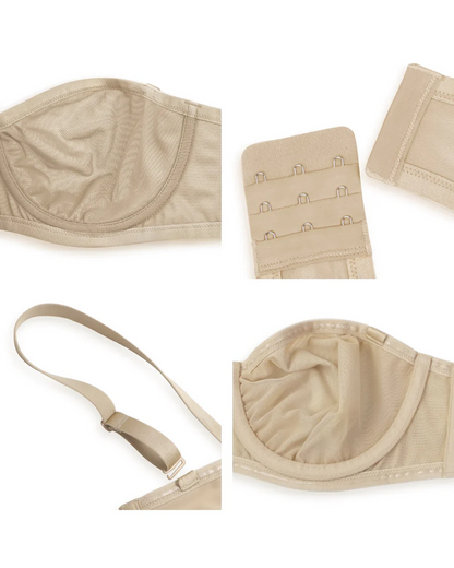 Women's Sheer Mesh Unlined Underwire Adjustable Removable Straps Half Cup Bra