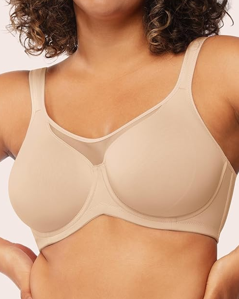 Women's Smooth Unlined Mesh Plus Size Underwire Bra