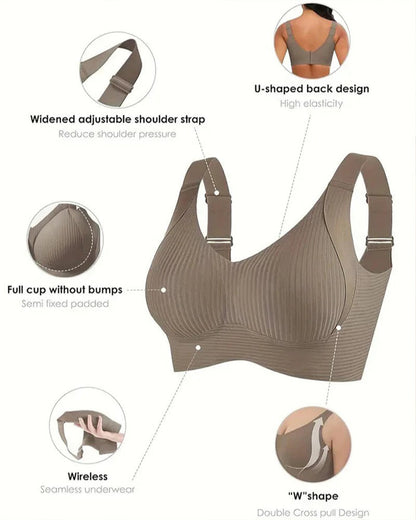 Women's Solid Color Four-Row Adjustable Wire-Free Comfortable bra