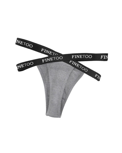 Women's Cotton High Waist Sexy Letter Printed Cross Sports Belt Thong