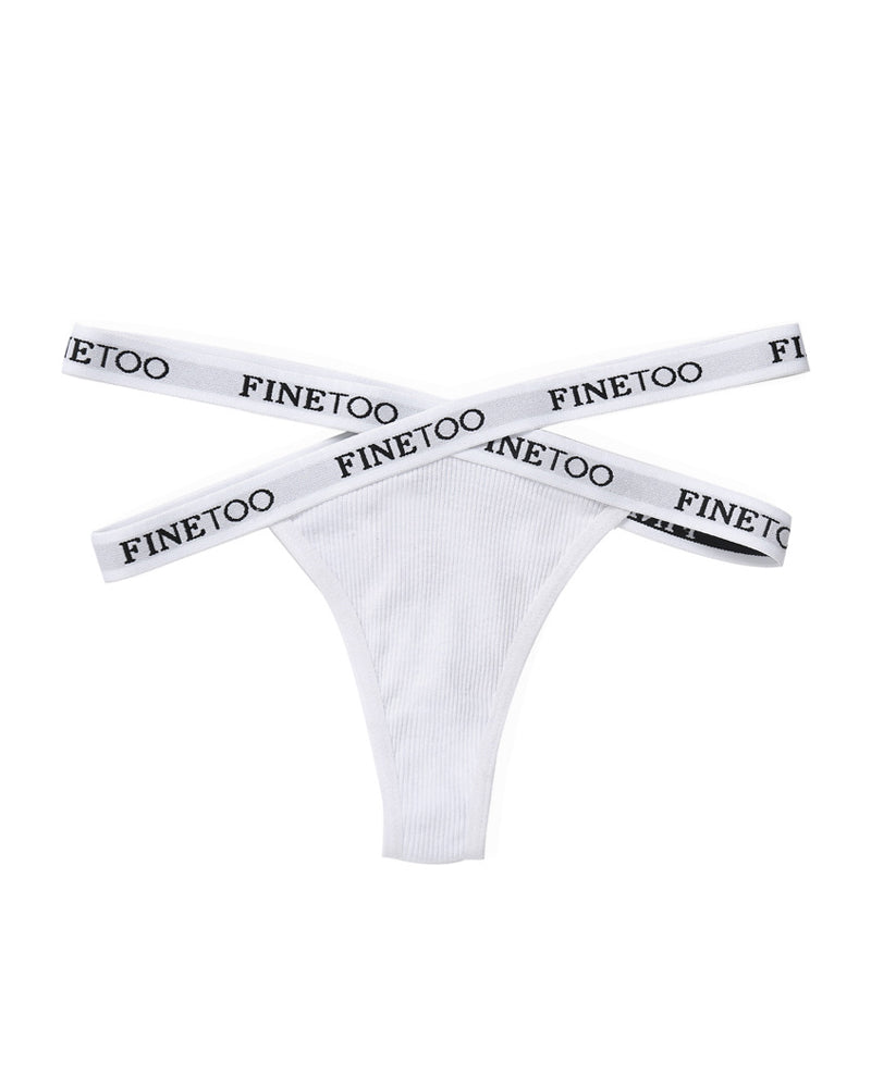 Women's Cotton High Waist Sexy Letter Printed Cross Sports Belt Thong