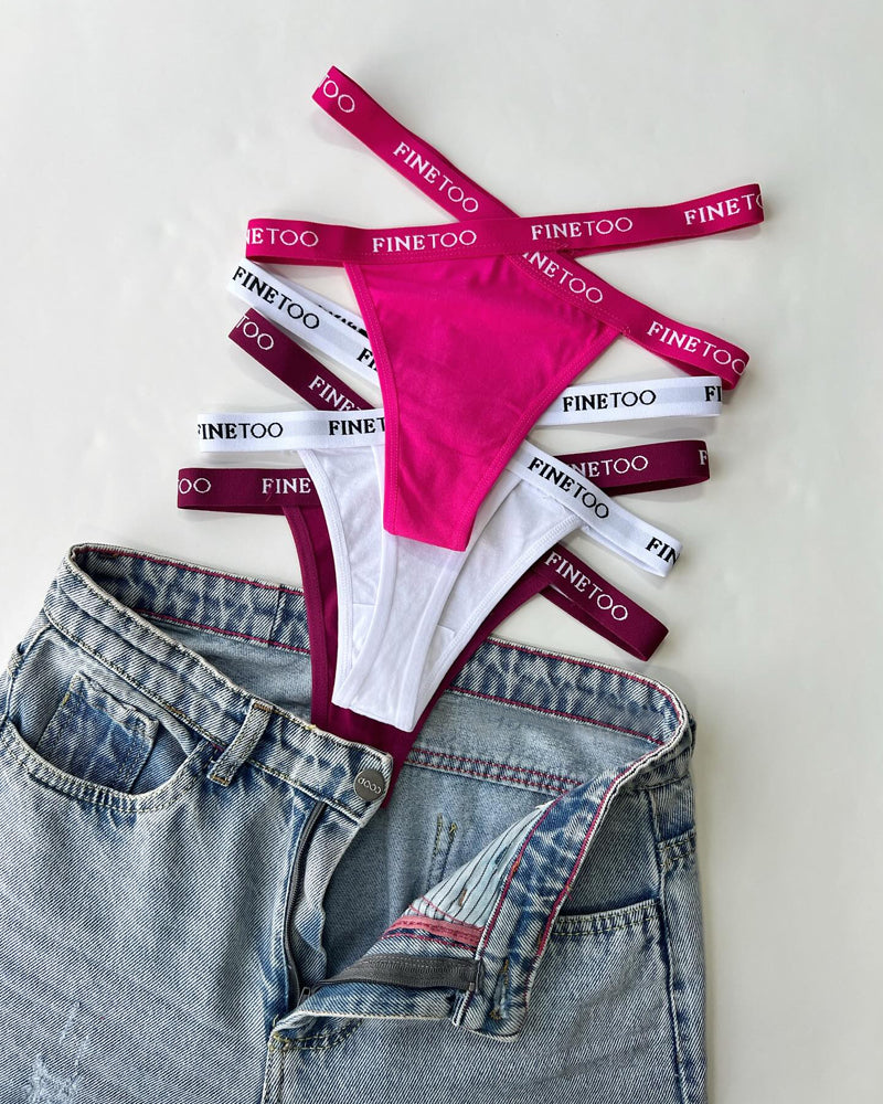 Women's Cotton High Waist Sexy Letter Printed Cross Sports Belt Thong