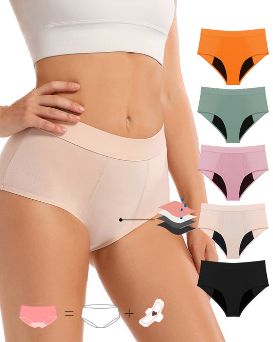 Women's Mid-Waist Four-Layer Leak-Proof, Absorbent and Breathable Menstrual Panties