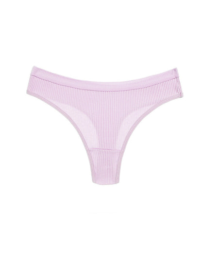 Solid Color Ribbed Knit Sexy Thong Briefs