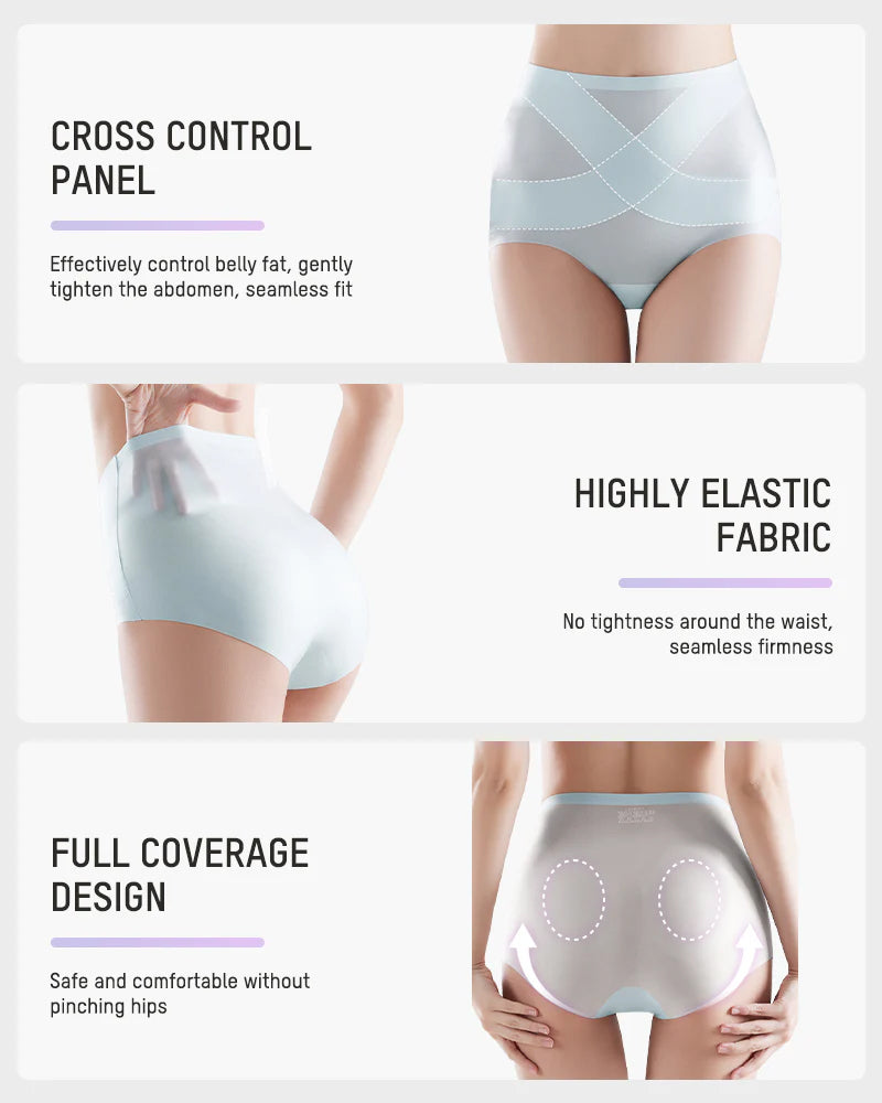 Women's Seamless Ice Silk High Waist Comfortable Underwear