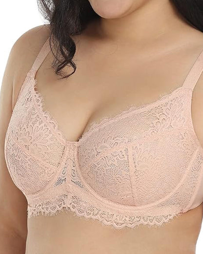 Sunflower Lace Unlined Unpadded Large Size Full Cup Underwire Bra