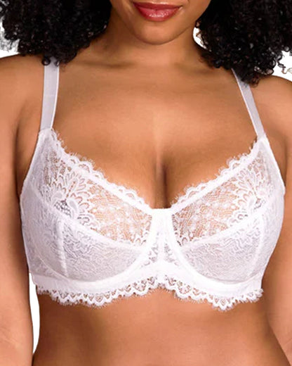 Sunflower Lace Unlined Unpadded Large Size Full Cup Underwire Bra