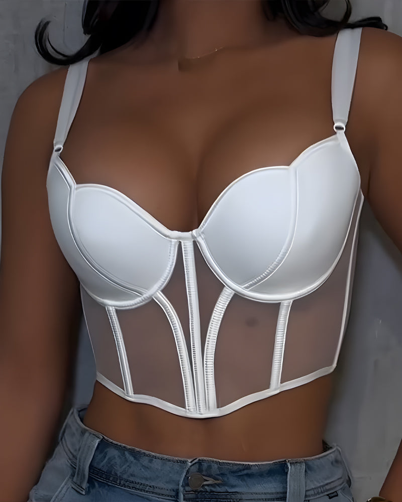 Sexy Sheer Mesh Push-Up Corset Top