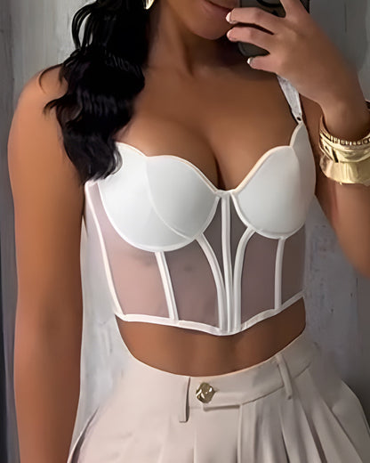 Sexy Sheer Mesh Push-Up Corset Top