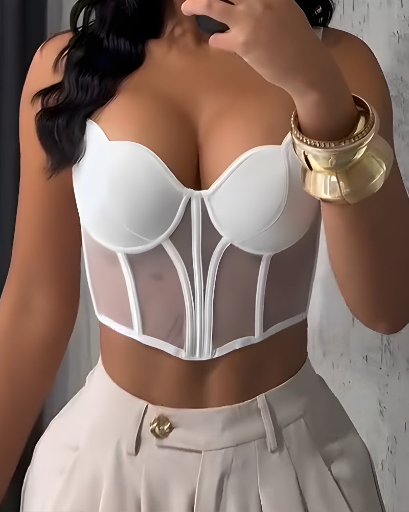Sexy Sheer Mesh Push-Up Corset Top