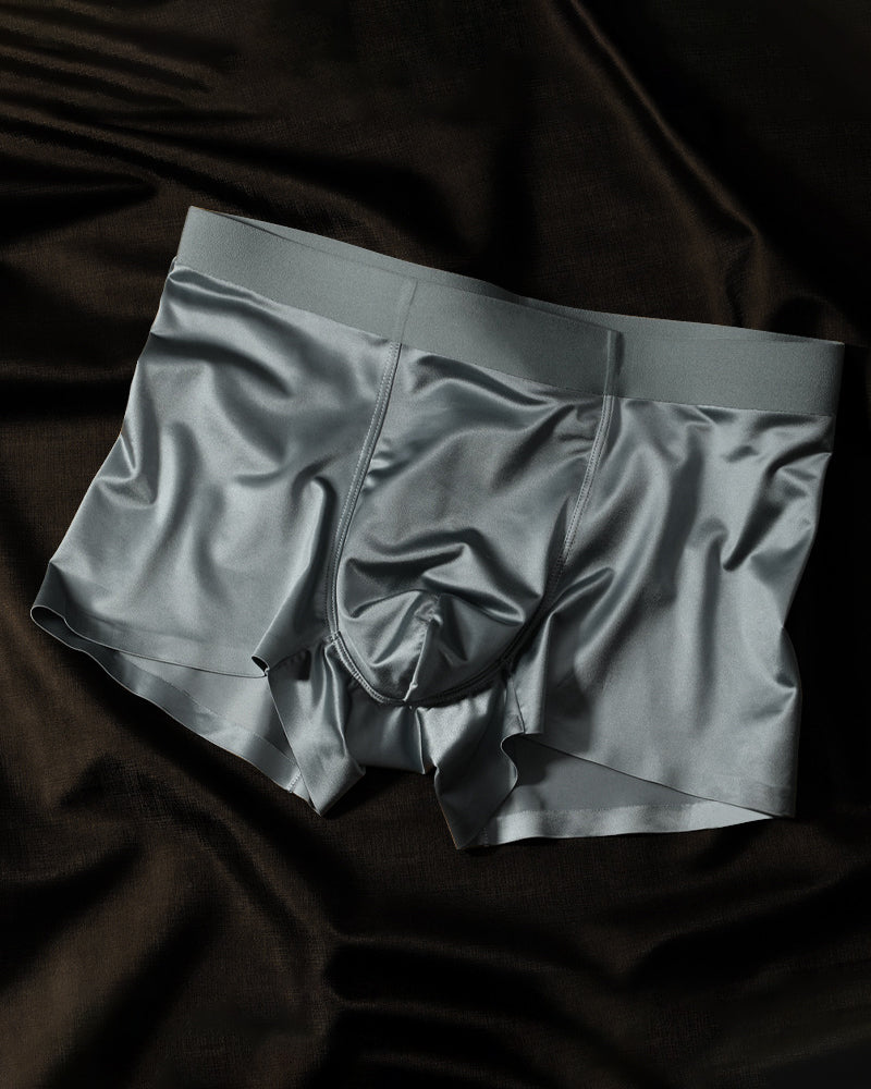 Men's Ice Silk Mulberry Silk Antibacterial Boxer Briefs