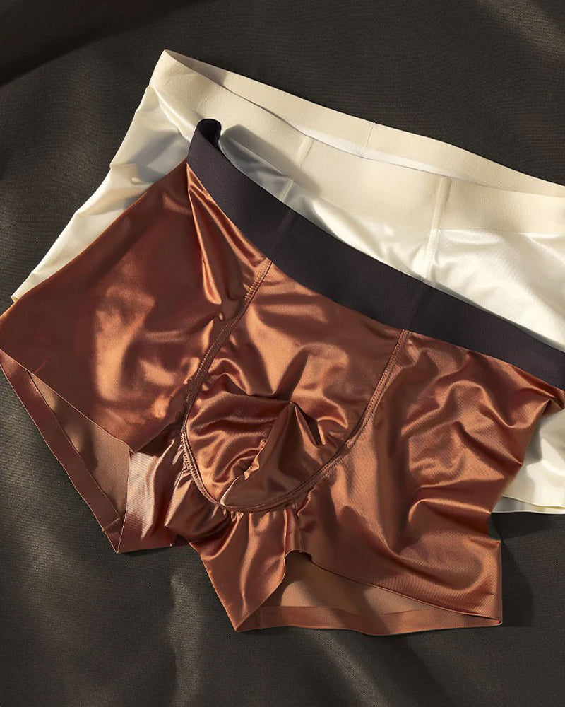 Men's Ice Silk Mulberry Silk Antibacterial Boxer Briefs