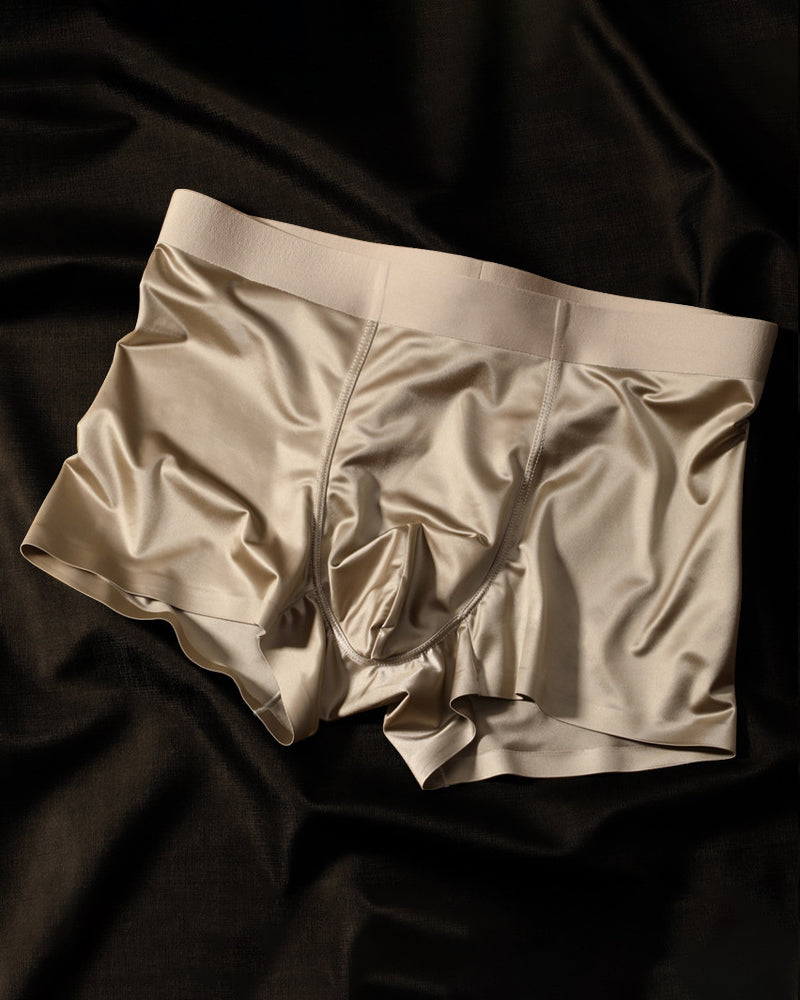 Men's Ice Silk Mulberry Silk Antibacterial Boxer Briefs