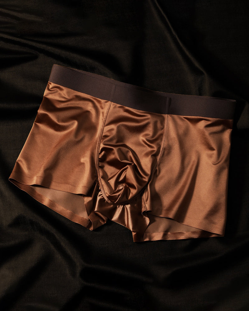 Men's Ice Silk Mulberry Silk Antibacterial Boxer Briefs