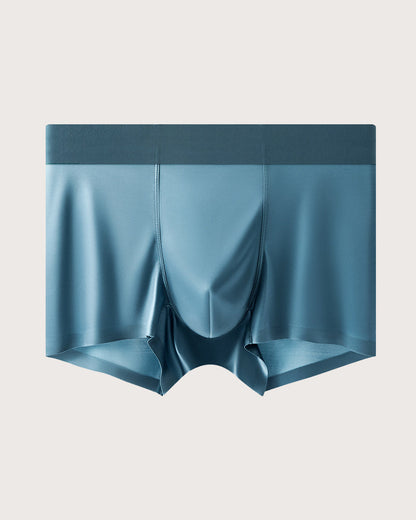 Men's Ice Silk Mulberry Silk Antibacterial Boxer Briefs