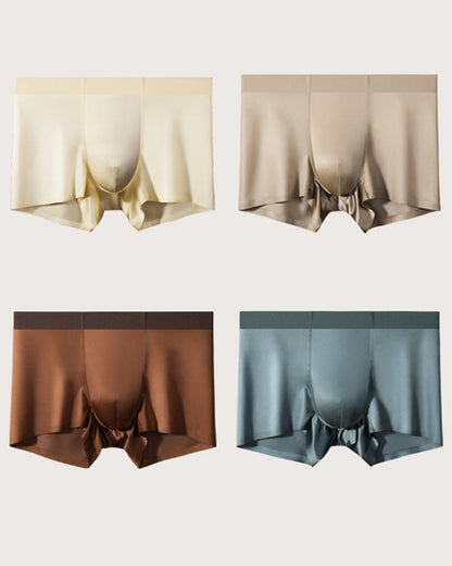 Men's Ice Silk Mulberry Silk Antibacterial Boxer Briefs