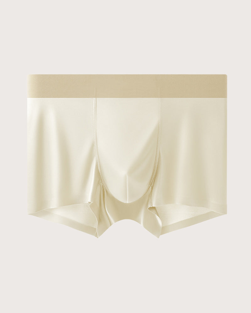 Men's Ice Silk Mulberry Silk Antibacterial Boxer Briefs