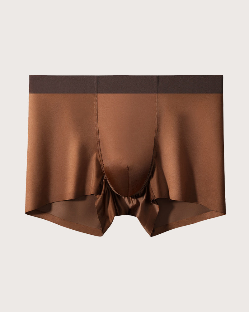 Men's Ice Silk Mulberry Silk Antibacterial Boxer Briefs