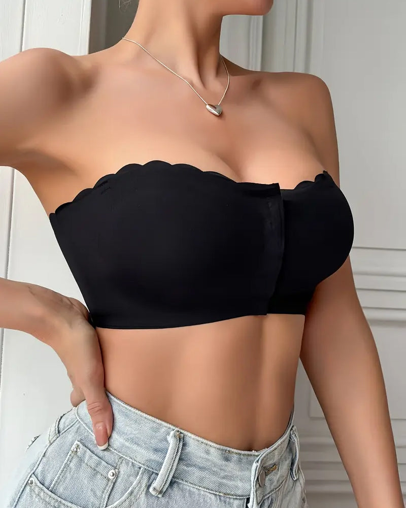 Women's Seamless Strapless Front Buckle Comfort Push Up Bra