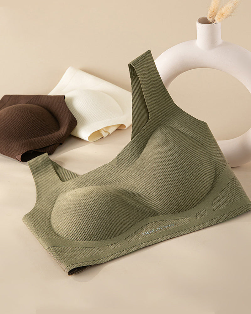 Solid Color No-Wire Seamless Push-Up Casual Vest Bra