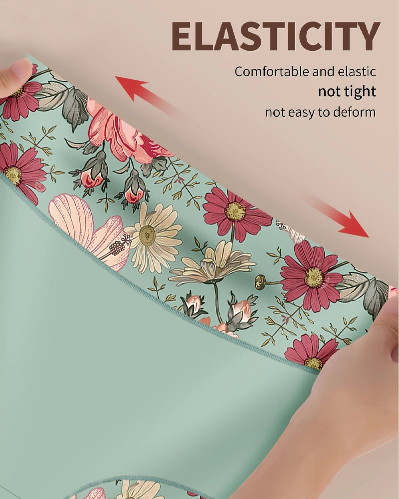 Floral Print High-Waisted Women's Tummy-Control Briefs