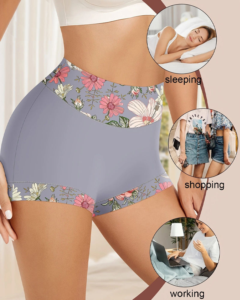 Floral Print High-Waisted Women's Tummy-Control Briefs