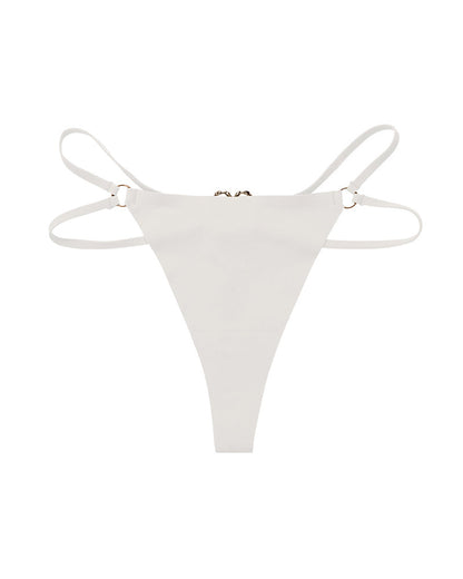 Seamless Double-Strap Heart Metal Ring Design Sexy Thong