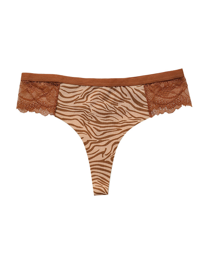 Sexy Lace Colorblock Seamless Thong