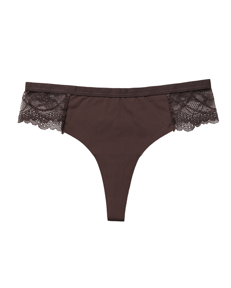 Sexy Lace Colorblock Seamless Thong