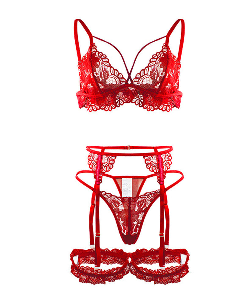 Sexy Lace Bra Garter Lingerie Set