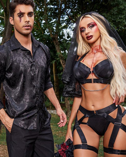 Sexy Body Shaping Webbing Cross Strap Lingerie Set